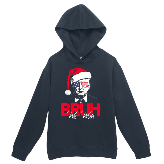 Bruh We Won Funny Christmas Santa Hat Trump 47 Usa President Urban Pullover Hoodie