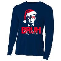 Bruh We Won Funny Christmas Santa Hat Trump 47 Usa President Cooling Performance Long Sleeve Crew