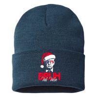 Bruh We Won Funny Christmas Santa Hat Trump 47 Usa President Sustainable Knit Beanie