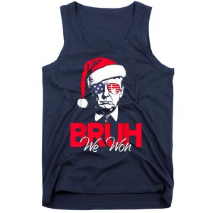 Bruh We Won Funny Christmas Santa Hat Trump 47 Usa President Tank Top