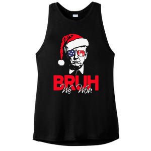 Bruh We Won Funny Christmas Santa Hat Trump 47 Usa President Ladies PosiCharge Tri-Blend Wicking Tank