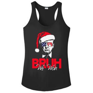 Bruh We Won Funny Christmas Santa Hat Trump 47 Usa President Ladies PosiCharge Competitor Racerback Tank