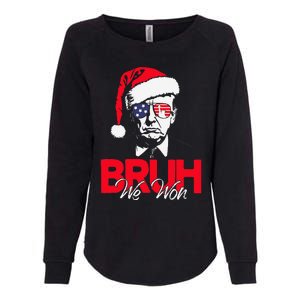 Bruh We Won Funny Christmas Santa Hat Trump 47 Usa President Womens California Wash Sweatshirt