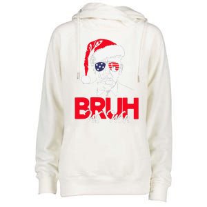 Bruh We Won Funny Christmas Santa Hat Trump 47 Usa President Womens Funnel Neck Pullover Hood