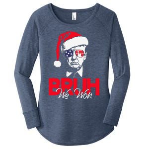 Bruh We Won Funny Christmas Santa Hat Trump 47 Usa President Women's Perfect Tri Tunic Long Sleeve Shirt