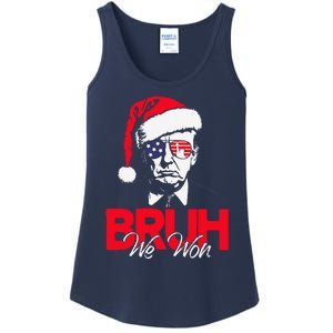 Bruh We Won Funny Christmas Santa Hat Trump 47 Usa President Ladies Essential Tank