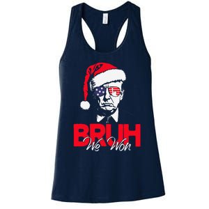 Bruh We Won Funny Christmas Santa Hat Trump 47 Usa President Women's Racerback Tank