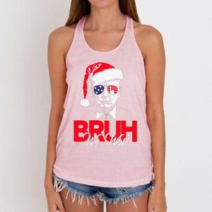 Bruh We Won Funny Christmas Santa Hat Trump 47 Usa President Women's Knotted Racerback Tank