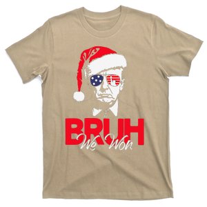 Bruh We Won Funny Christmas Santa Hat Trump 47 Usa President T-Shirt