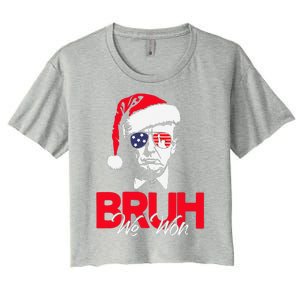 Bruh We Won Funny Christmas Santa Hat Trump 47 Usa President Women's Crop Top Tee