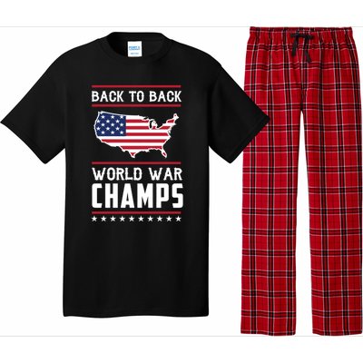 Backtoback World War Champs Us Flag 4th Of July Gift Pajama Set