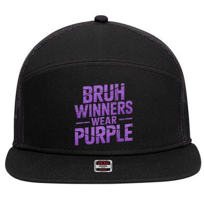 Bruh Winners Wear Purple 7 Panel Mesh Trucker Snapback Hat