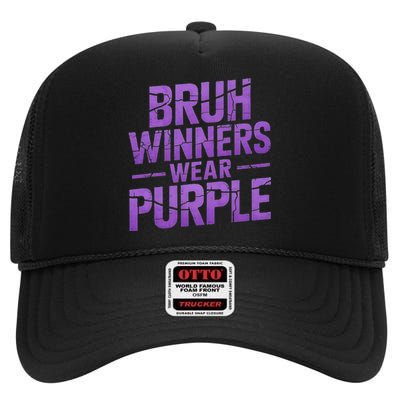 Bruh Winners Wear Purple High Crown Mesh Back Trucker Hat