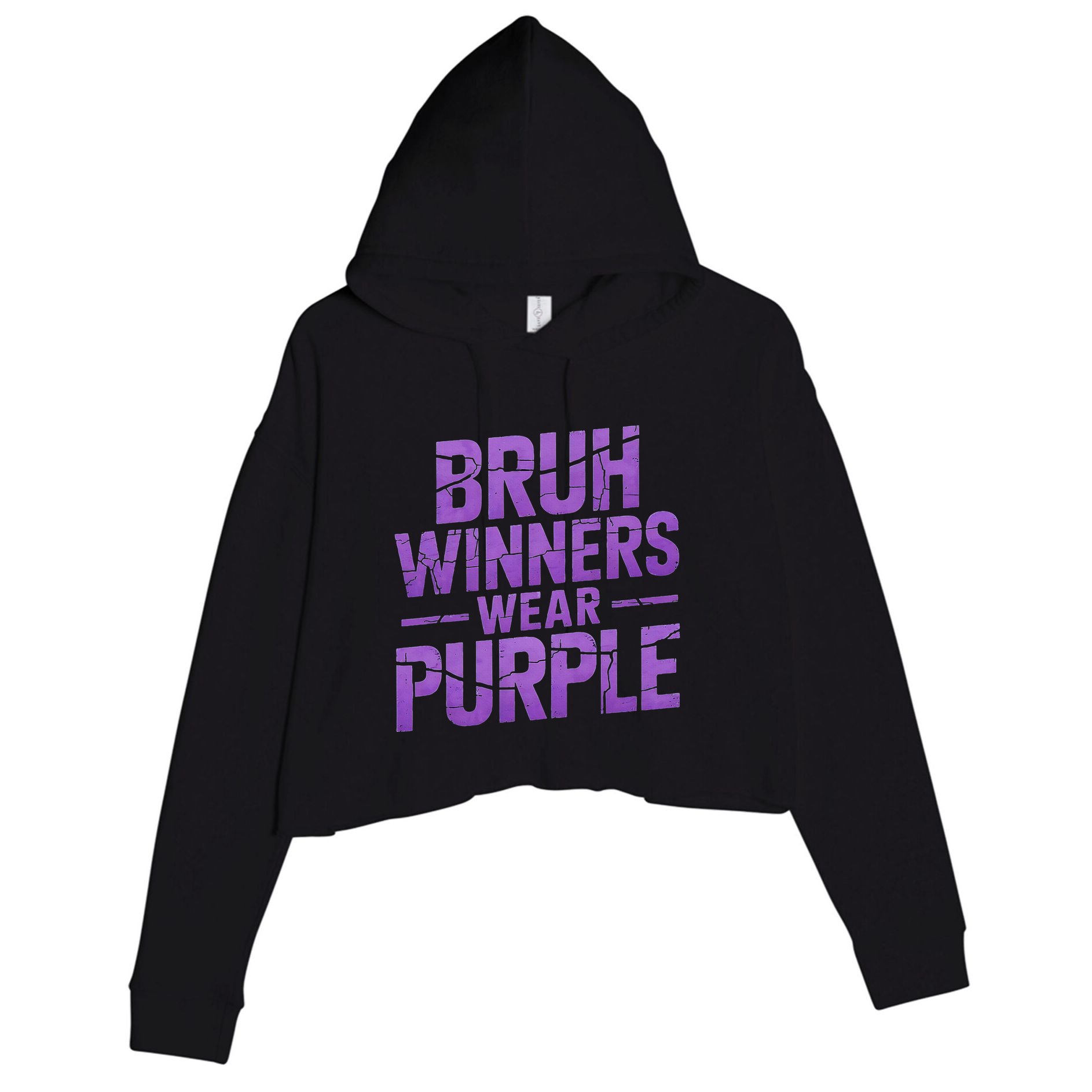 Bruh Winners Wear Purple Crop Fleece Hoodie