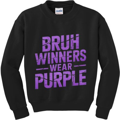 Bruh Winners Wear Purple Kids Sweatshirt