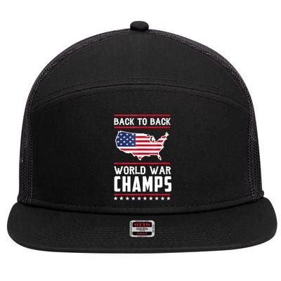 BackToBack World War Champs US Flag 4th Of July 7 Panel Mesh Trucker Snapback Hat