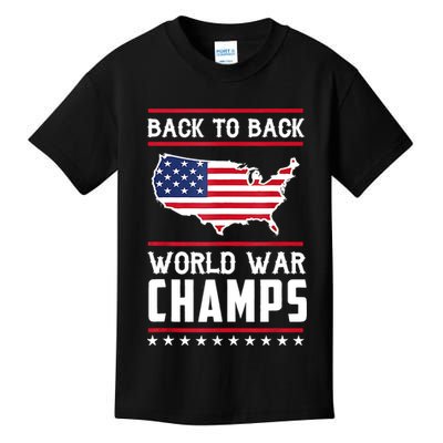 BackToBack World War Champs US Flag 4th Of July Kids T-Shirt