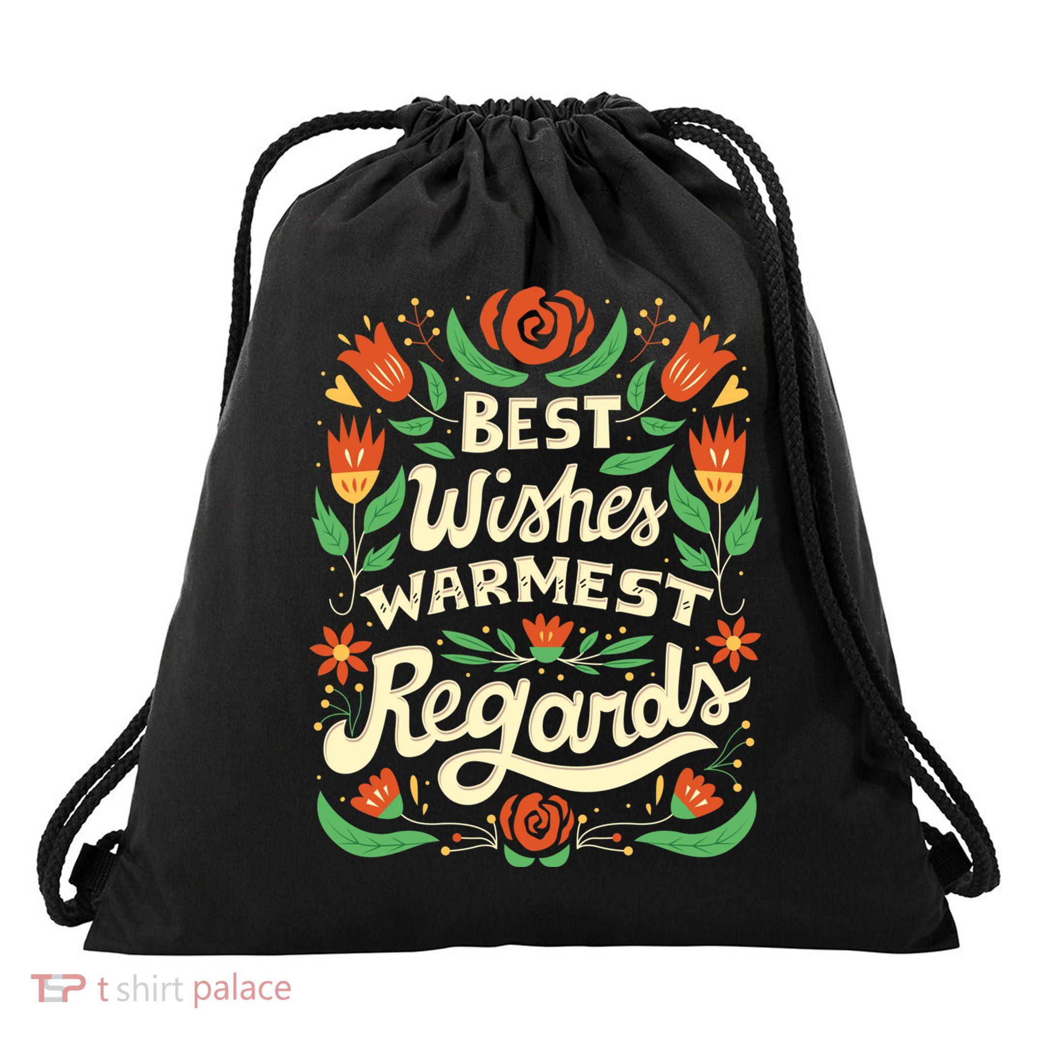 Best Wishes Warmest Regards Drawstring Bag