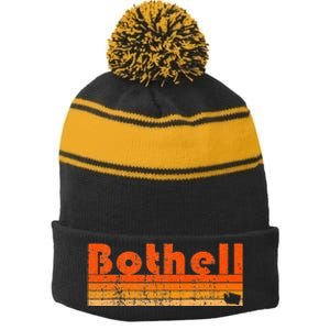 BOTHELL WA WASHINGTON Funny City Home Roots Gift Retro 80s Stripe Pom Pom Beanie