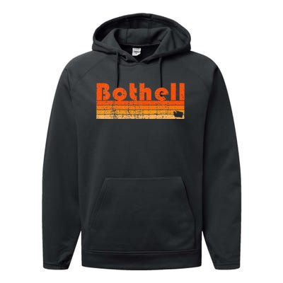 BOTHELL WA WASHINGTON Funny City Home Roots Gift Retro 80s Performance Fleece Hoodie