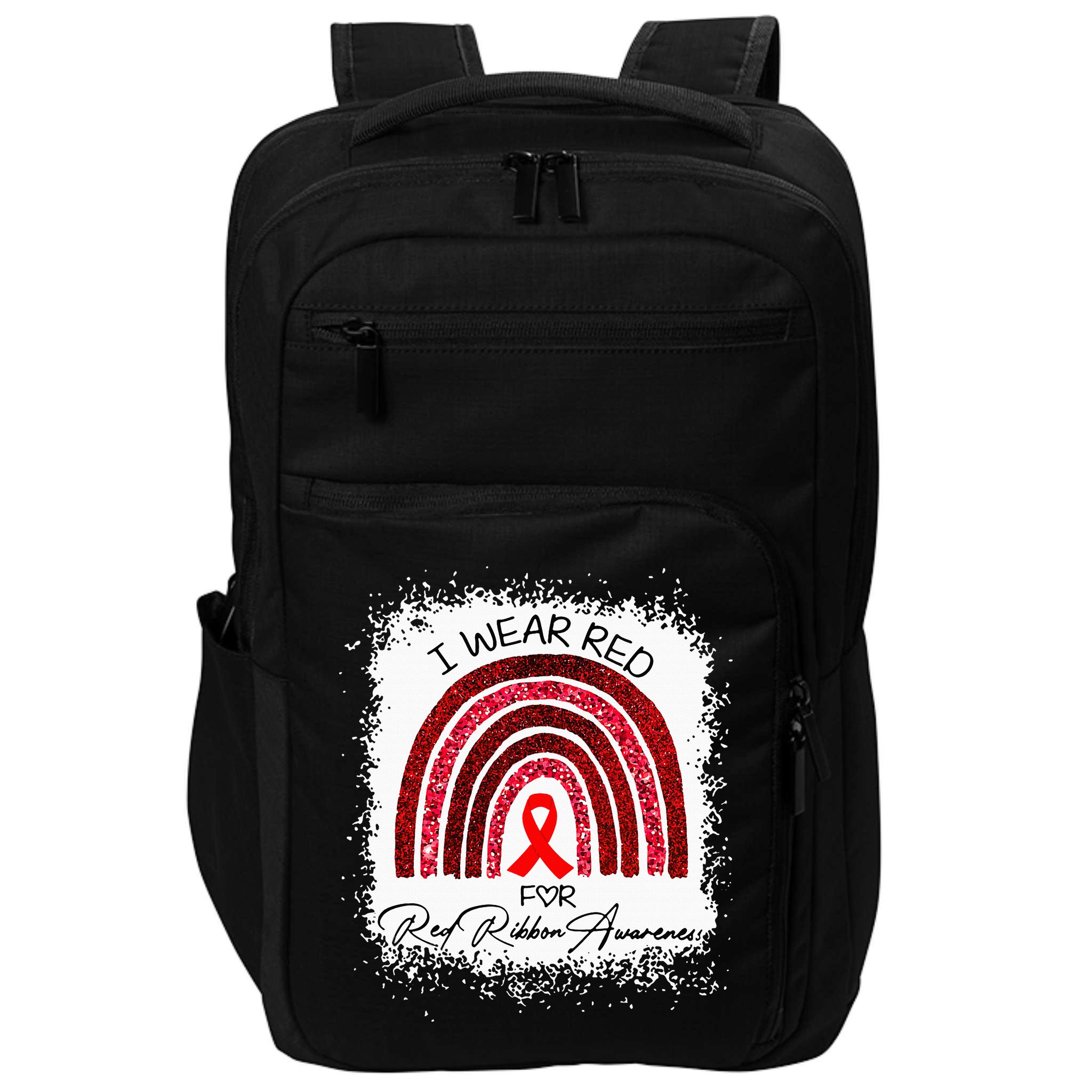 Bleached We Wear Red For Red Ribbon Week Awareness Rainbow Impact Tech Backpack