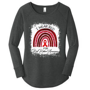 Bleached We Wear Red For Red Ribbon Week Awareness Rainbow Women's Perfect Tri Tunic Long Sleeve Shirt