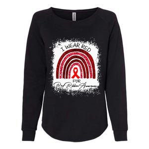 Bleached We Wear Red For Red Ribbon Week Awareness Rainbow Womens California Wash Sweatshirt