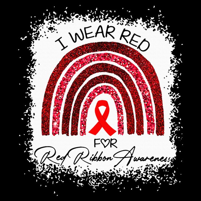 Bleached We Wear Red For Red Ribbon Week Awareness Rainbow Premium T-Shirt