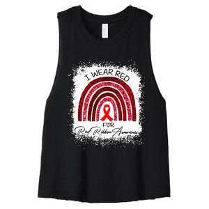 Bleached We Wear Red For Red Ribbon Week Awareness Rainbow Women's Racerback Cropped Tank