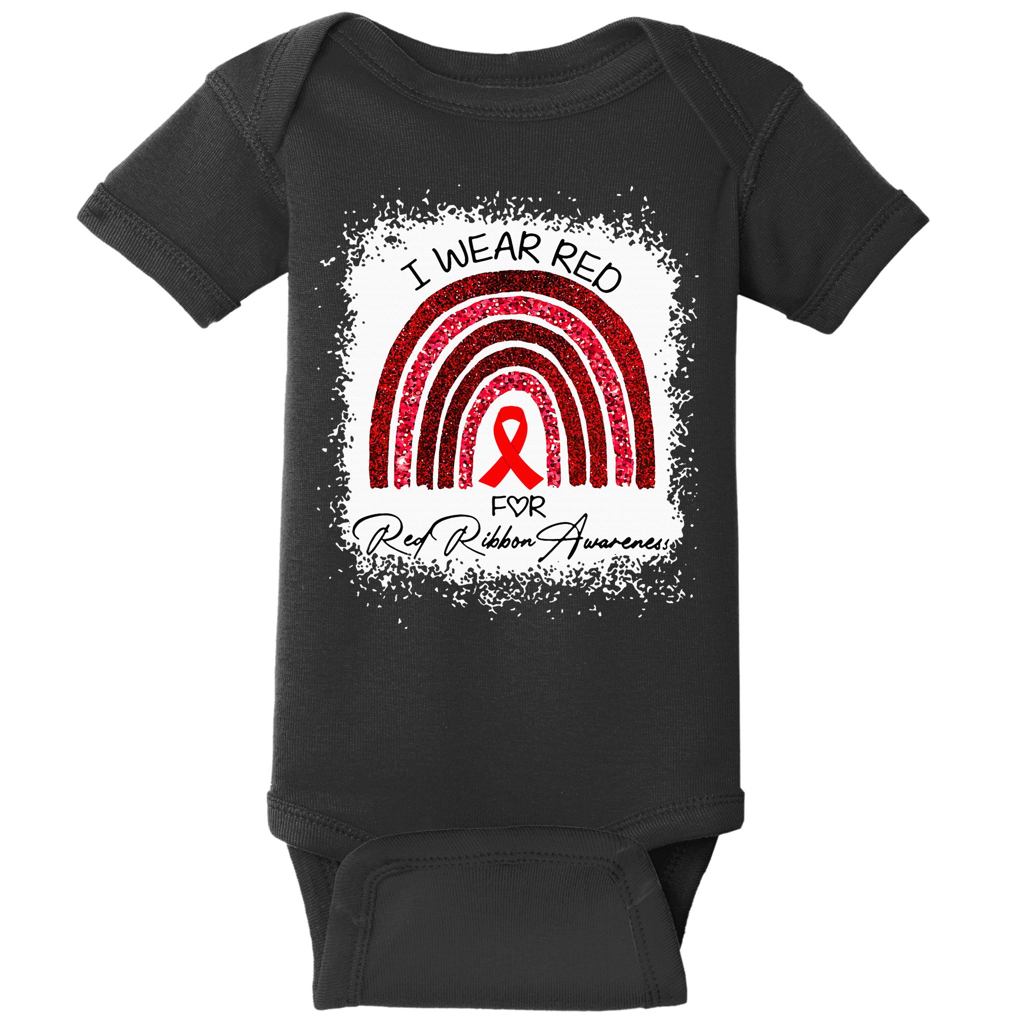 Bleached We Wear Red For Red Ribbon Week Awareness Rainbow Baby Bodysuit