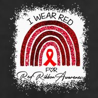 Bleached We Wear Red For Red Ribbon Week Awareness Rainbow Golf Towel