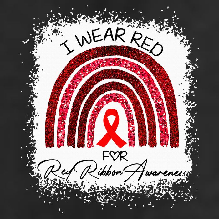 Bleached We Wear Red For Red Ribbon Week Awareness Rainbow Golf Towel