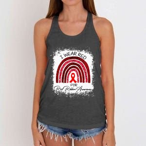 Bleached We Wear Red For Red Ribbon Week Awareness Rainbow Women's Knotted Racerback Tank