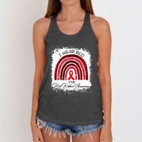 Bleached We Wear Red For Red Ribbon Week Awareness Rainbow Women's Knotted Racerback Tank