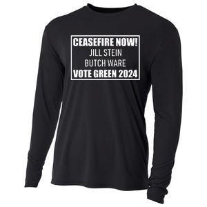 Butch Ware Wearing Ceasefire Now Jill Stein Butch Ware Vote Green 2024 Cooling Performance Long Sleeve Crew