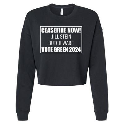 Butch Ware Wearing Ceasefire Now Jill Stein Butch Ware Vote Green 2024 Cropped Pullover Crew