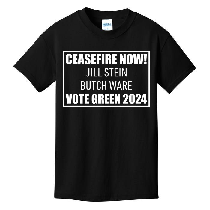 Butch Ware Wearing Ceasefire Now Jill Stein Butch Ware Vote Green 2024 Kids T-Shirt