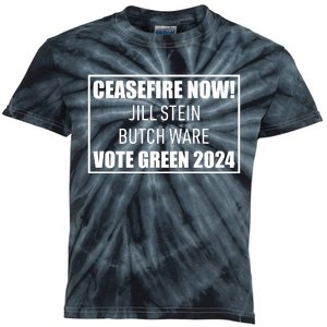 Butch Ware Wearing Ceasefire Now Jill Stein Butch Ware Vote Green 2024 Kids Tie-Dye T-Shirt