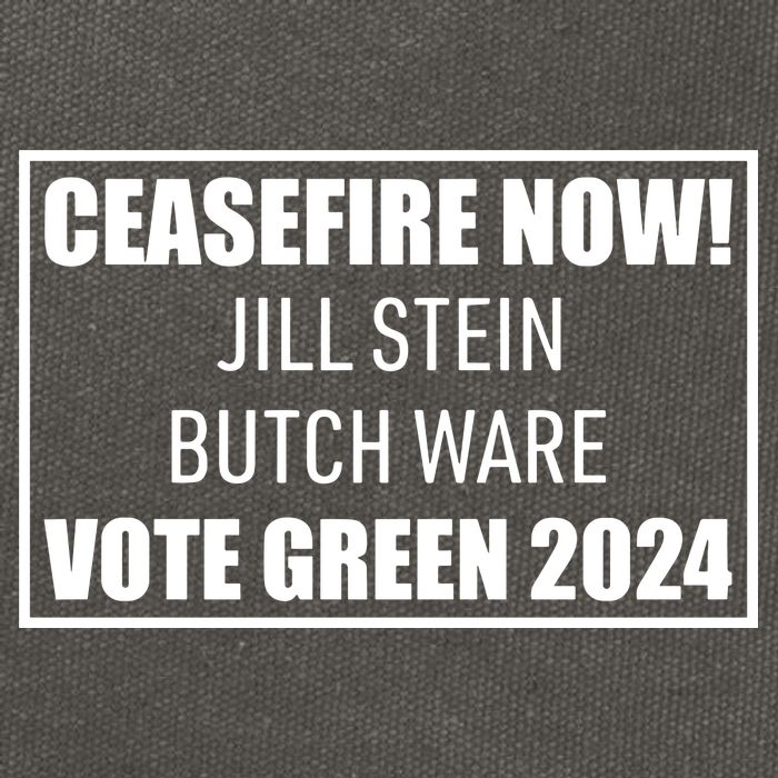 Butch Ware Wearing Ceasefire Now Jill Stein Butch Ware Vote Green 2024 Cotton Canvas Backpack