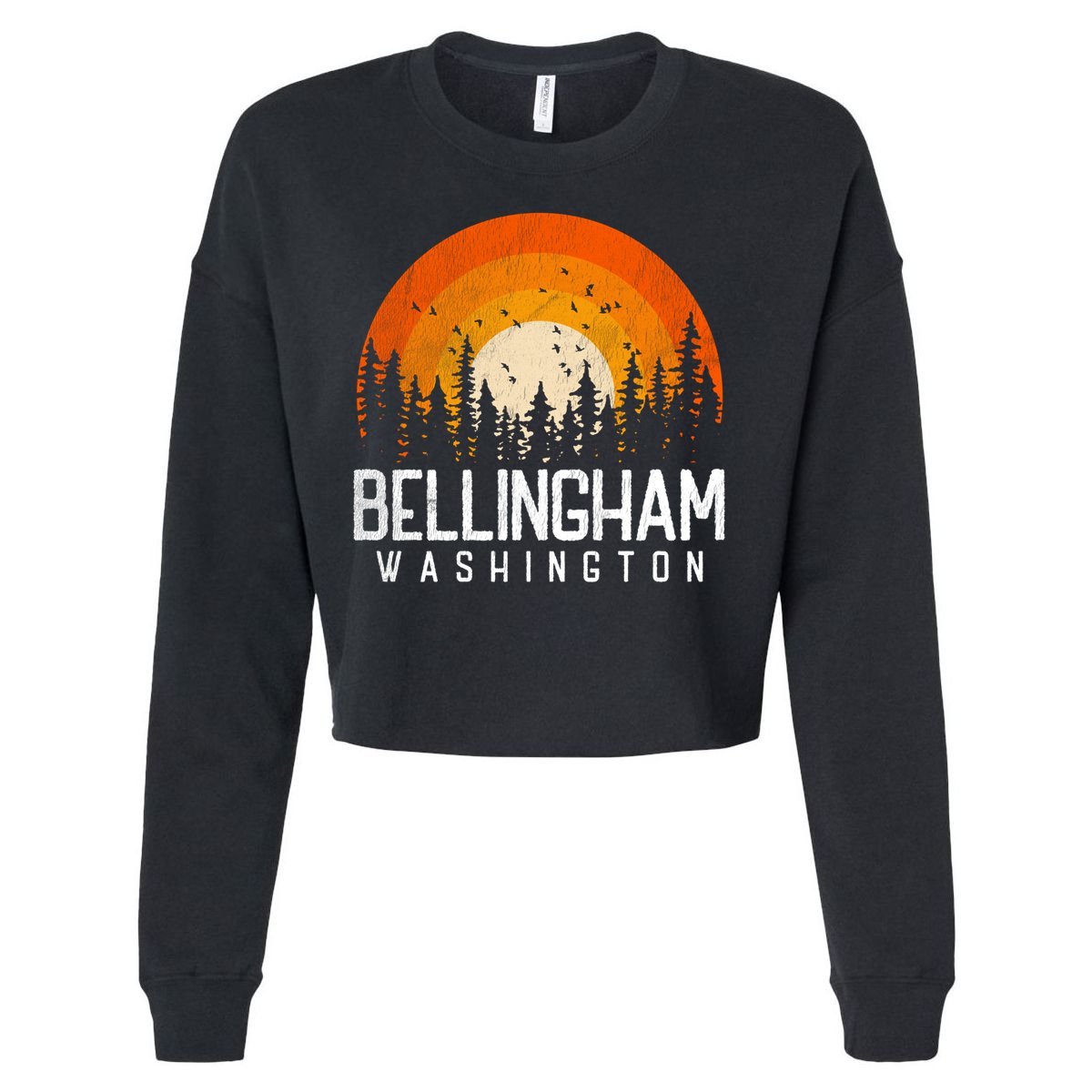 Bellingham Washington Wa Gift Retro 70s 80s Vintage Gift Great Gift Cropped Pullover Crew