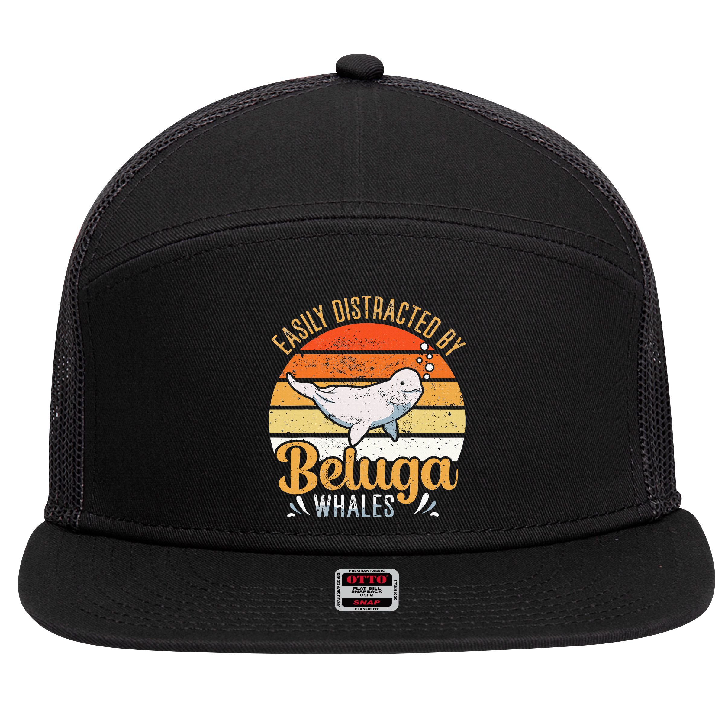Beluga Whale White Whale Sea Canary Whale Watching 7 Panel Mesh Trucker Snapback Hat