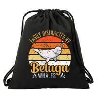 Beluga Whale White Whale Sea Canary Whale Watching Drawstring Bag