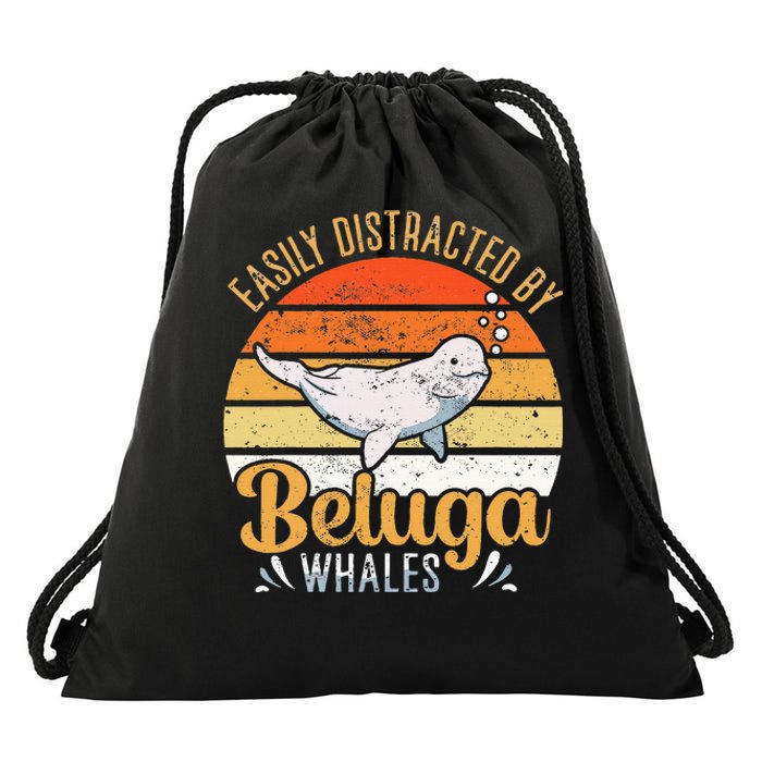 Beluga Whale White Whale Sea Canary Whale Watching Drawstring Bag