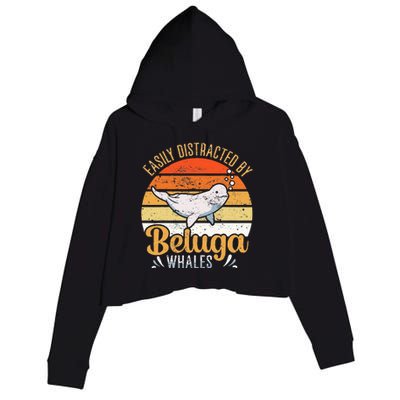 Beluga Whale White Whale Sea Canary Whale Watching Crop Fleece Hoodie