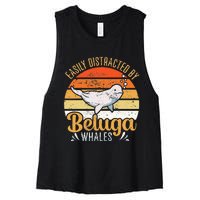 Beluga Whale White Whale Sea Canary Whale Watching Women's Racerback Cropped Tank