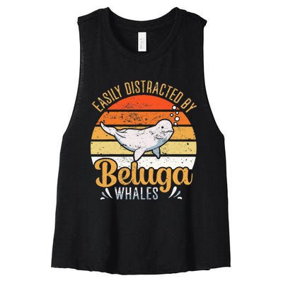 Beluga Whale White Whale Sea Canary Whale Watching Women's Racerback Cropped Tank