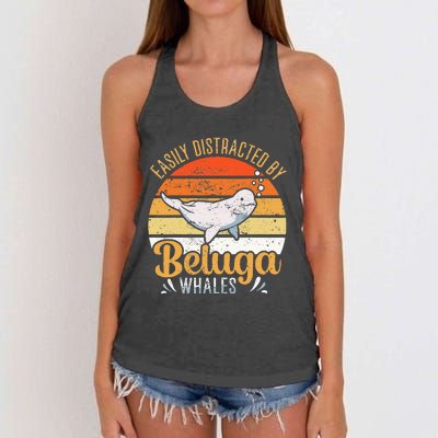 Beluga Whale White Whale Sea Canary Whale Watching Women's Knotted Racerback Tank