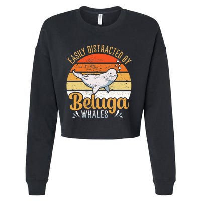 Beluga Whale White Whale Sea Canary Whale Watching Cropped Pullover Crew