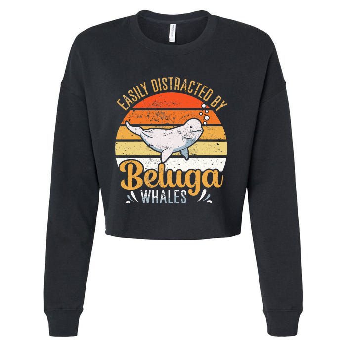 Beluga Whale White Whale Sea Canary Whale Watching Cropped Pullover Crew