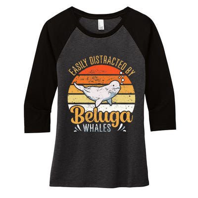 Beluga Whale White Whale Sea Canary Whale Watching Women's Tri-Blend 3/4-Sleeve Raglan Shirt